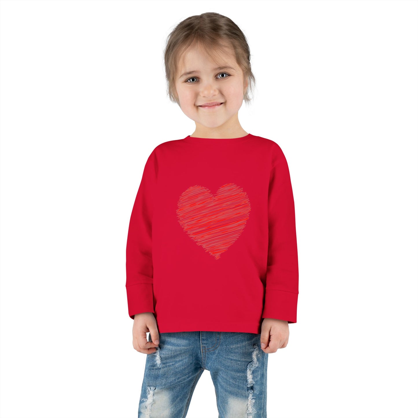 Heart & Pup Toddler Long Sleeve T-shirt | Cute Kids Shirt, Dog Lover Gift, Valentine's Day, Heart Shirt, Playful Toddler Apparel