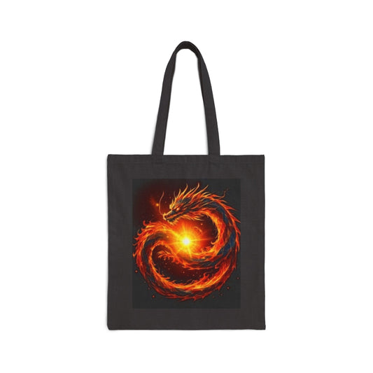 Artistic Cotton Canvas Tote Bag - Vibrant Dragon & Japan Designs