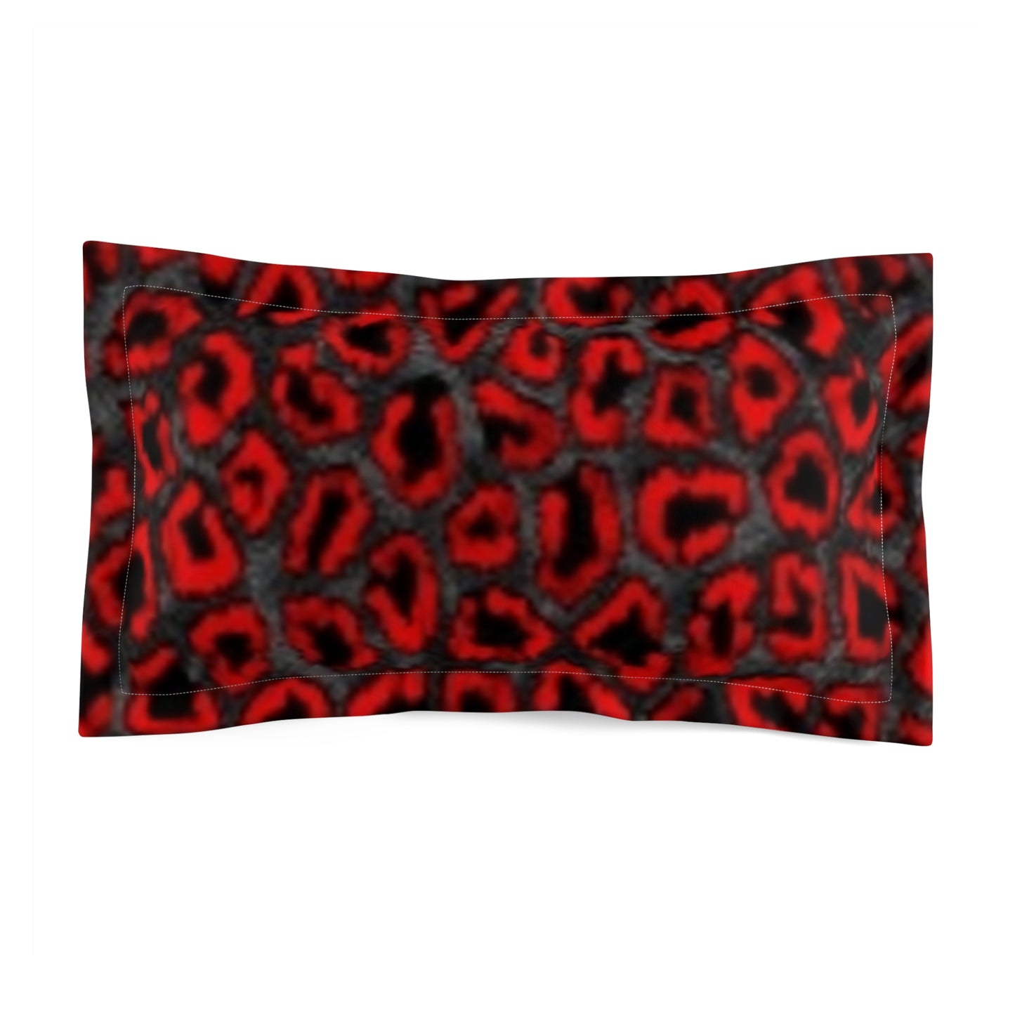 Bold Red Leopard Print Microfiber Pillow Sham - Stylish Décor for Animal Print Lovers