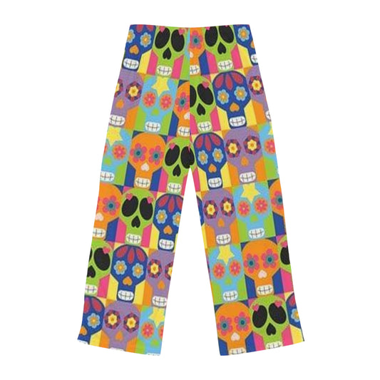 Vibrant Floral Skull Women's Pajama Pants - Comfortable Sleepwear for Relaxation and Celebrations