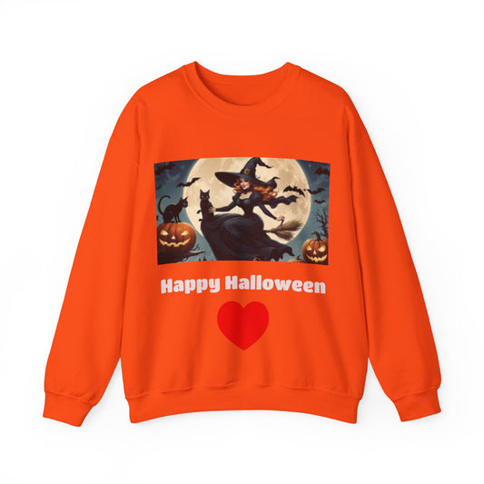 Beautiful Witch on Broom with Black Cats Sweatshirt Having Fun!