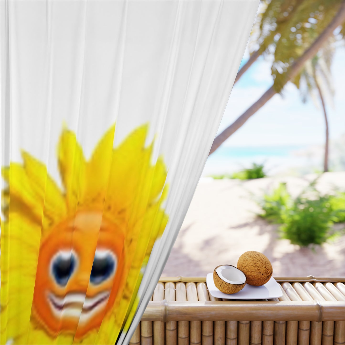 Smiling Yellow Sun Window Curtains (1 Piece) Great for Children's Room