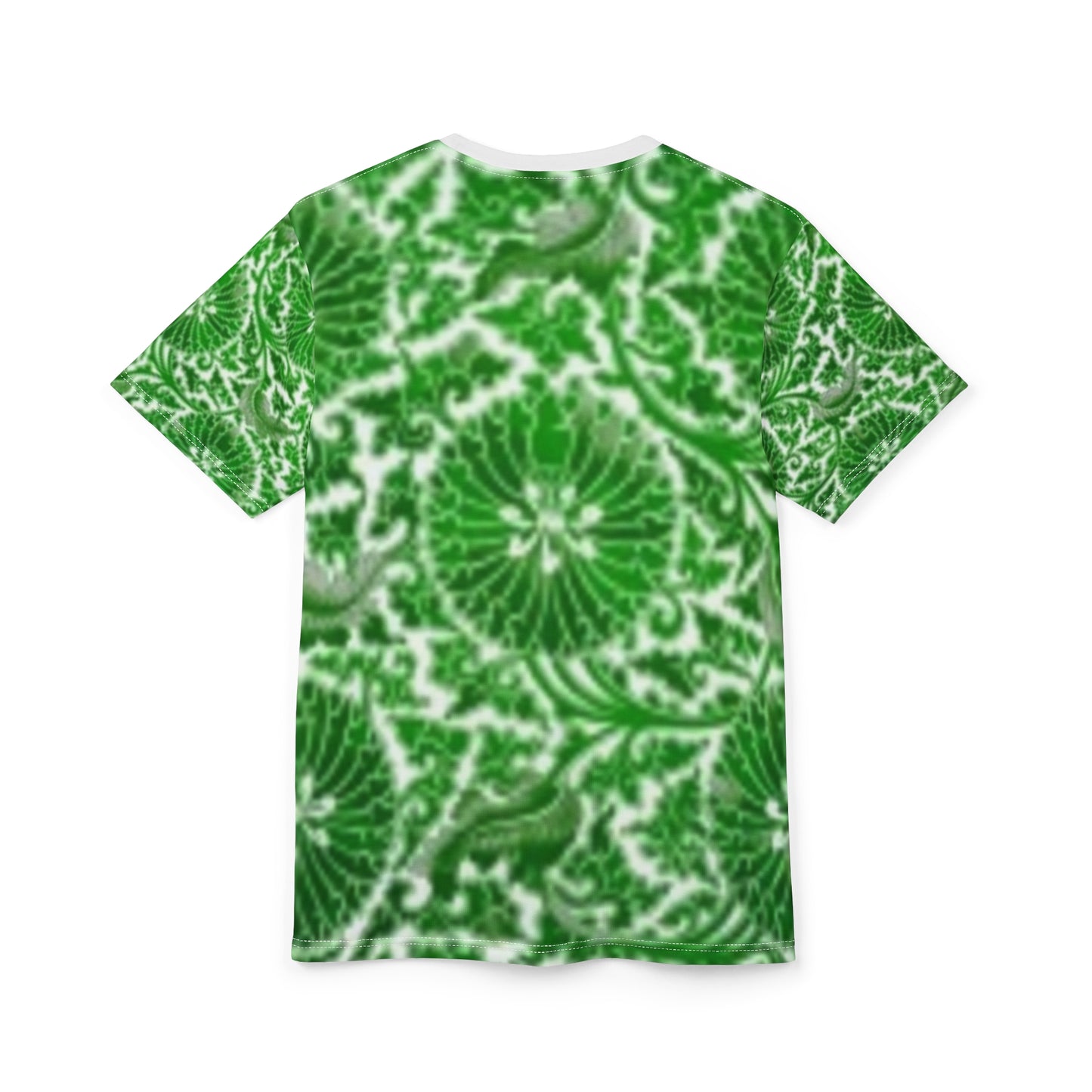 T-shirt unisexe à motif floral vert vibrant, coupé et cousu – T-shirt à motifs uniques pour les amoureux de la nature