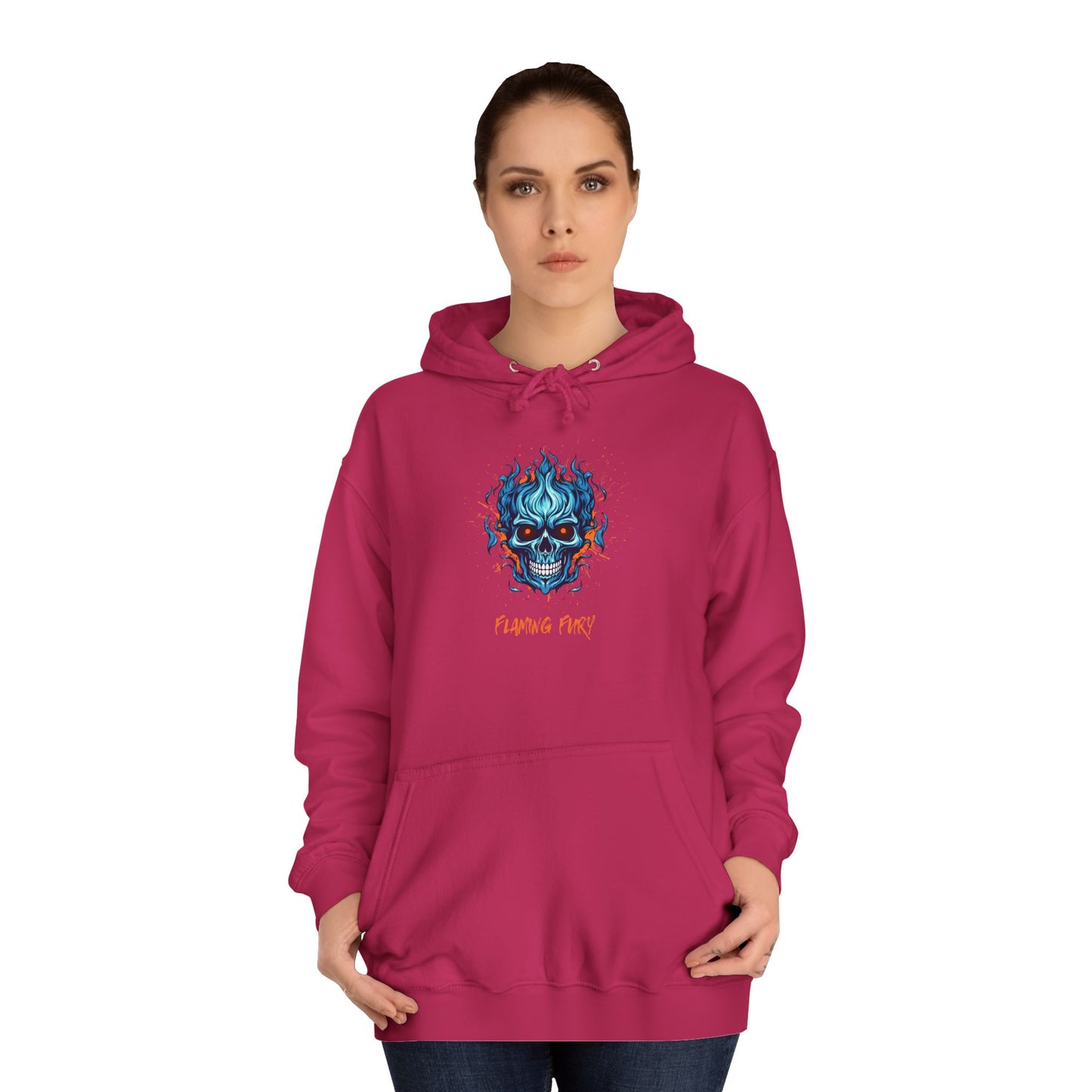 Unisex College Hoodie with Artistic Skull Design, Cozy Pullover, Perfect for Students, Casual Wear, Halloween Apparel, Gift for Him/Her