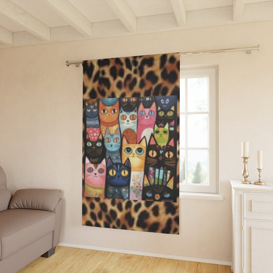 Colorful Cat Window Curtains - Whimsical Home Decor for Cat Lovers