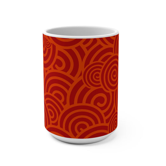 Taza de café con estampado de remolino rojo vibrante - 15 oz