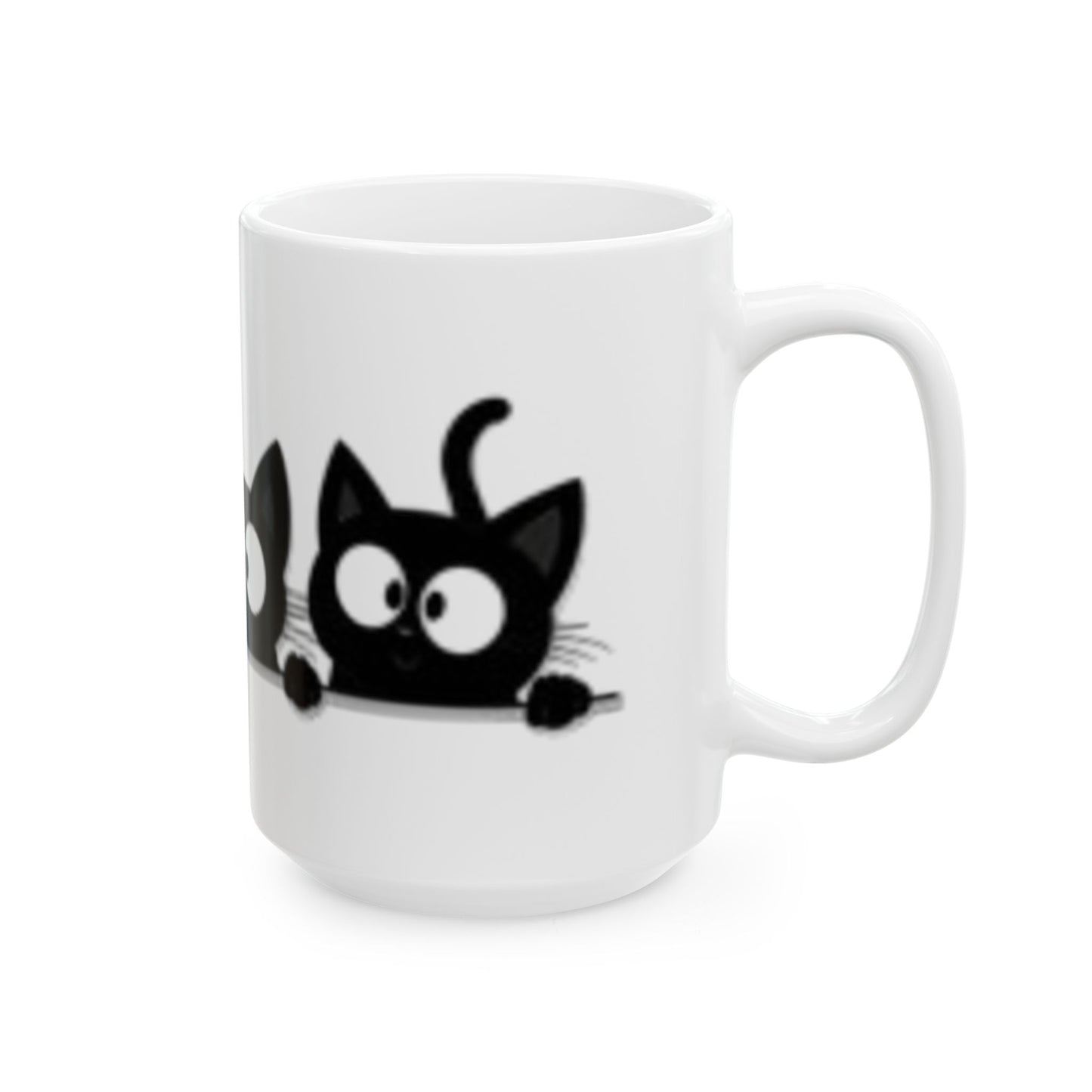 Three Black Cats with Large Eyes Ceramic Mug, (11oz, 15oz)