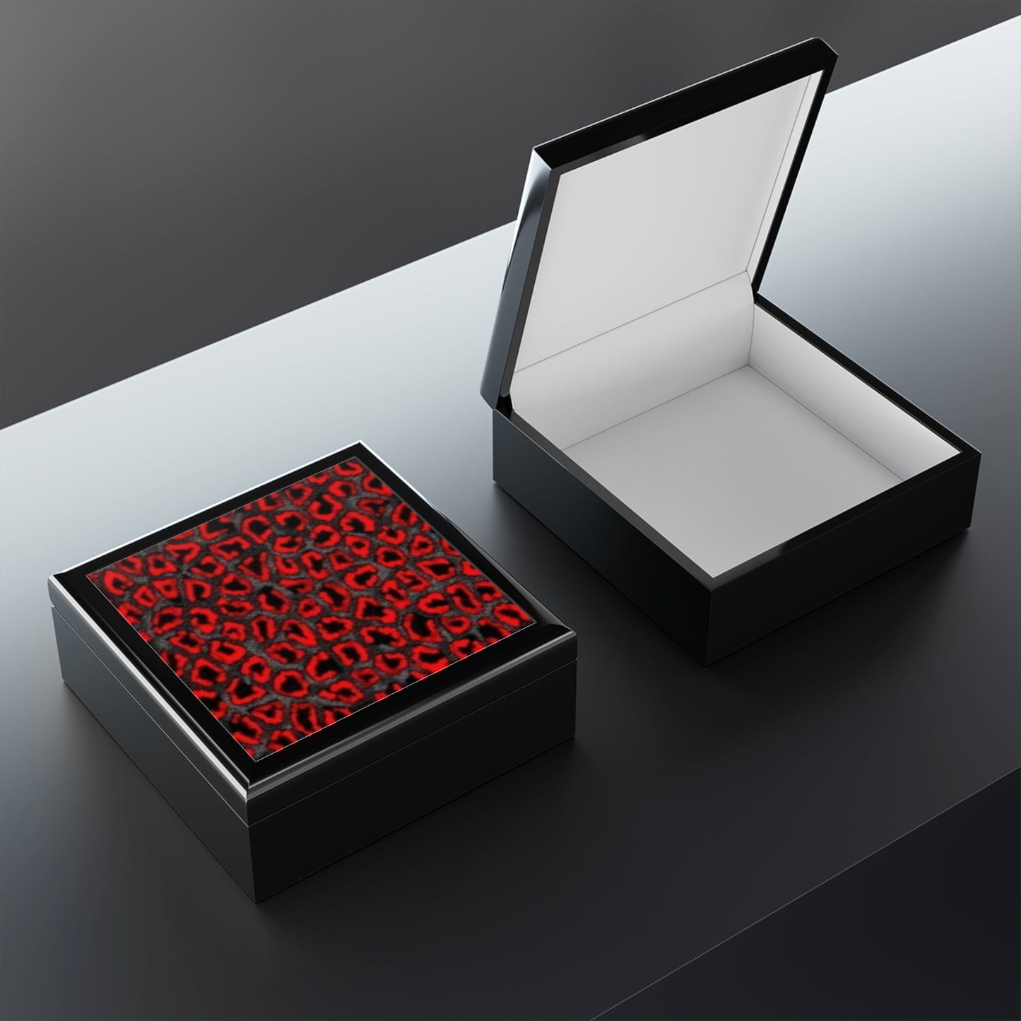 Chic Red Leopard Print Jewelry Box - Elegant Storage for Accessories