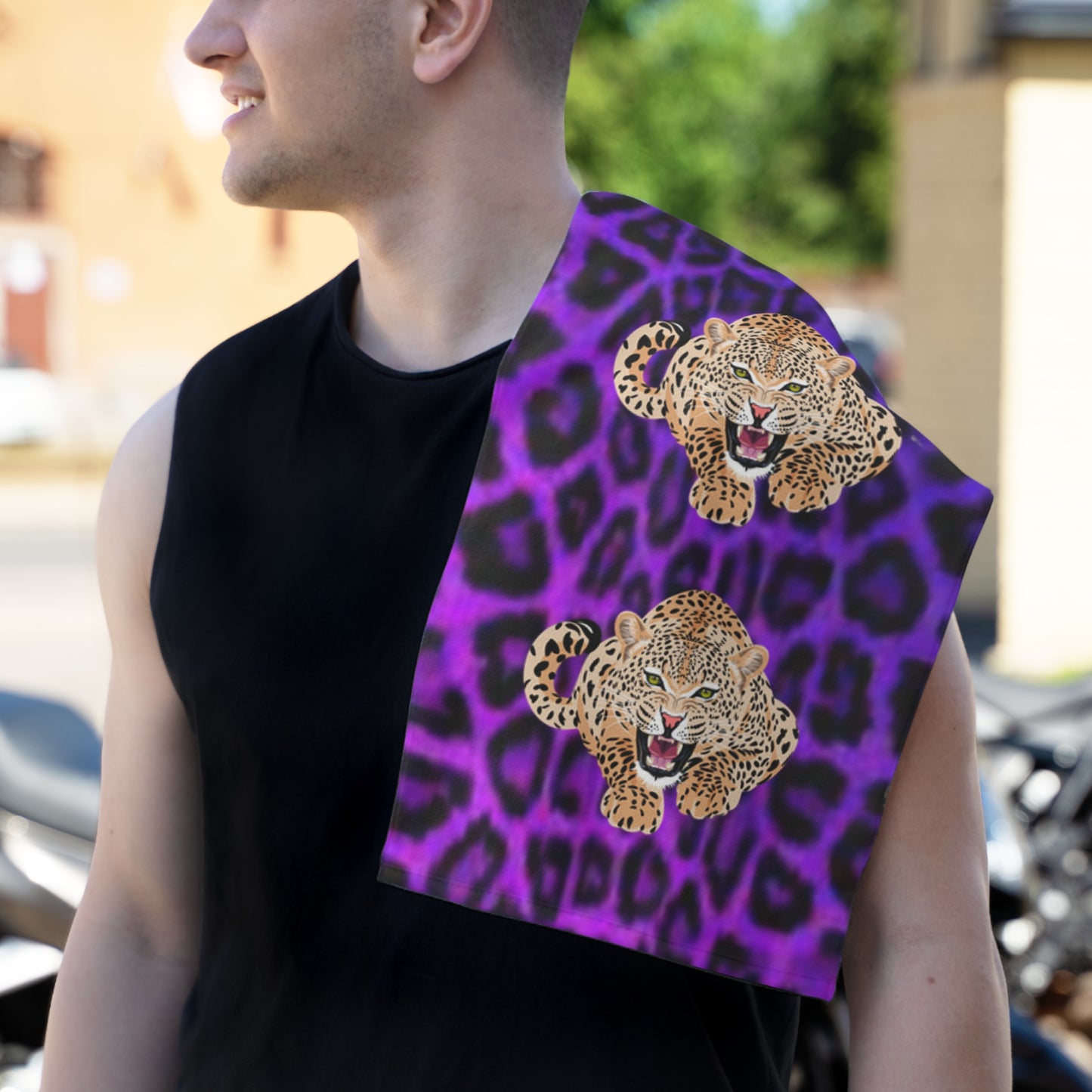 Fierce Leopard Print Rally Towel for Sports and Events