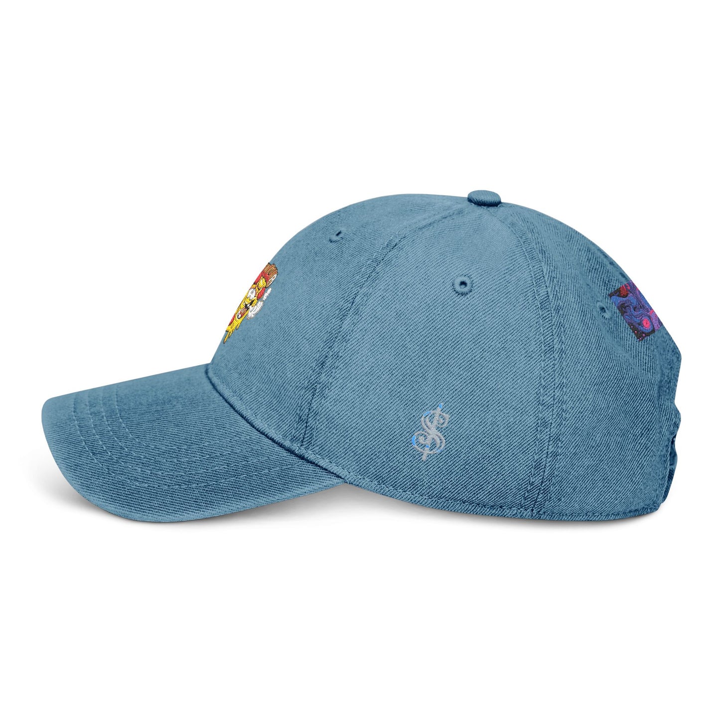 Denim Hat Cartoon Pizza Marijuana Money Sign Colorful Design