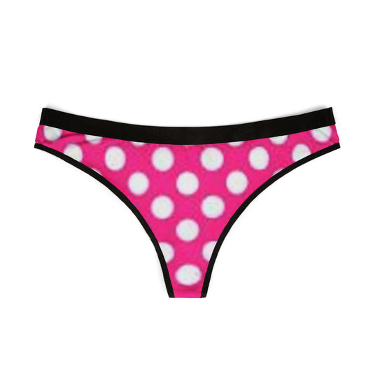Fun Pink Polka Dot Women's Thongs, Comfortable Everyday Underwear, Vibrant Lingerie, Perfect Gift for Her, Flirty and Fun Bali