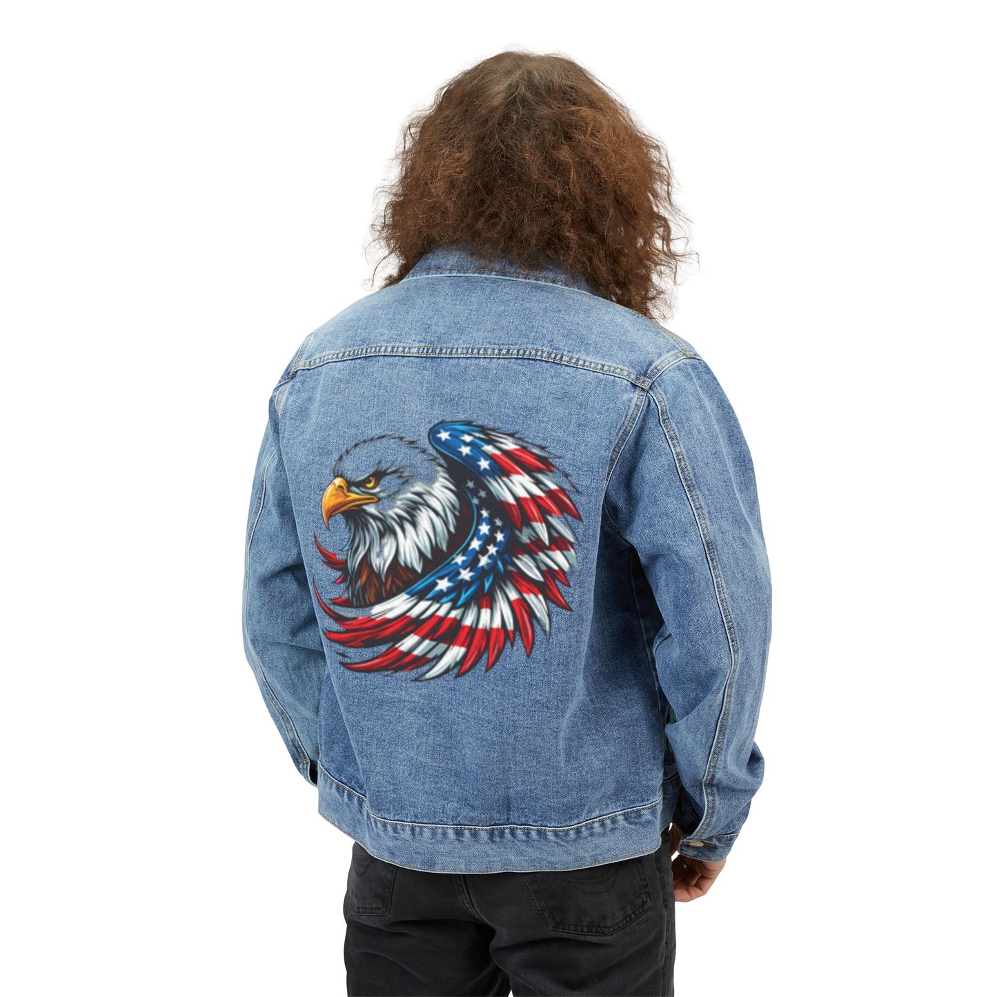 Patriotic Eagle Denim Jacket for Men | Casual Wear, Birthday Gift, Independence Day, Weekend Style, Fashion Statement