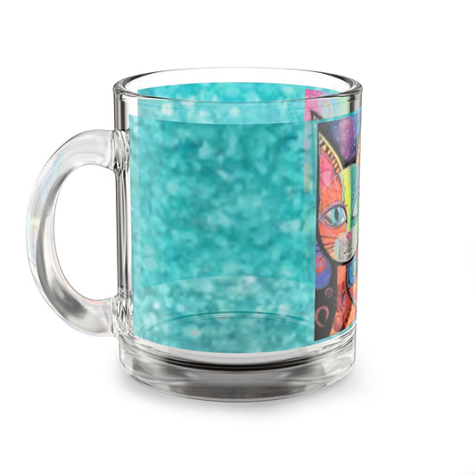 Colorful Cat Glass Mug - Whimsical Drinkware for Cat Lovers, Perfect Gift for Birthdays, Holidays, and Cat-Themed Events