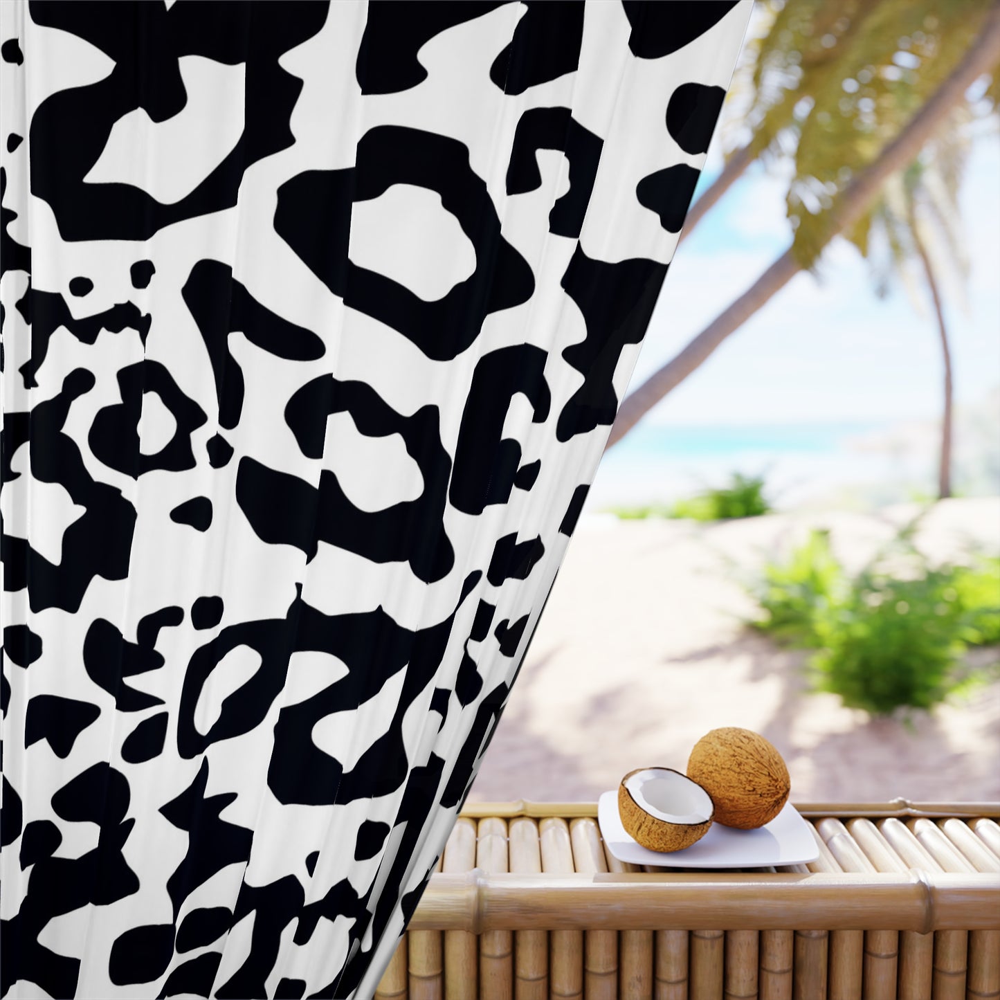 Cortinas para ventana (1 pieza) con estampado animal negro