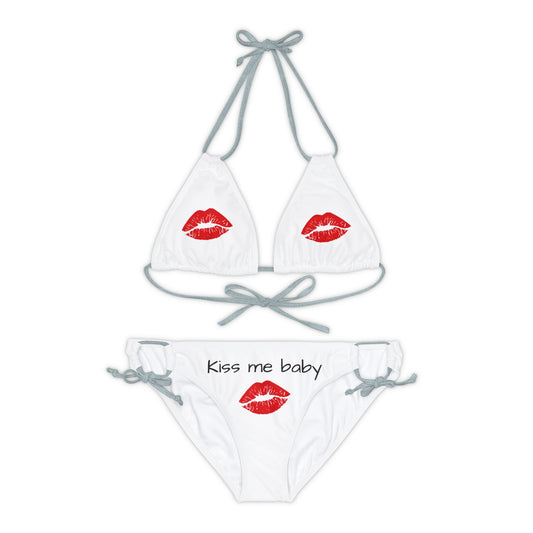Conjunto de bikini de tiras Labios rojos Bésame nena