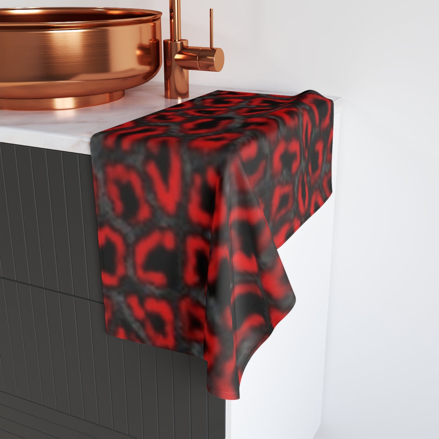 Bold Red Leopard Pattern Hand Towel - Stylish Bathroom Décor