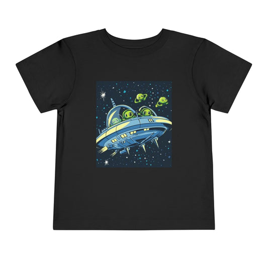 Cute Alien Spaceship Toddler Tee - Fun Kids Short Sleeve Shirt