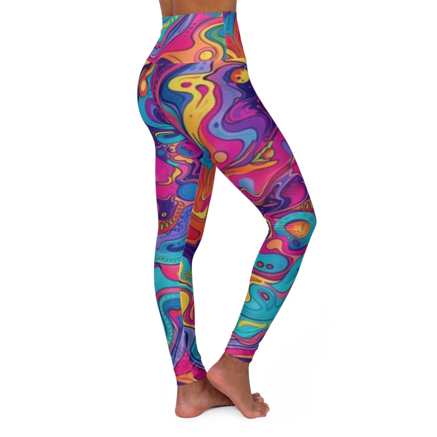 Leggings de yoga taille haute psychédéliques – Vêtements de sport colorés pour le fitness et les loisirs