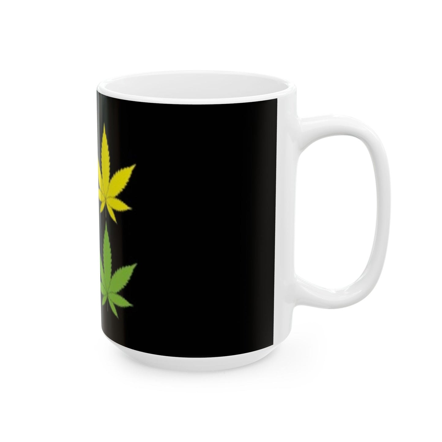 Ceramic Mug, (11oz, 15oz) Marijuana Leaf Blue Yellow Pink Green