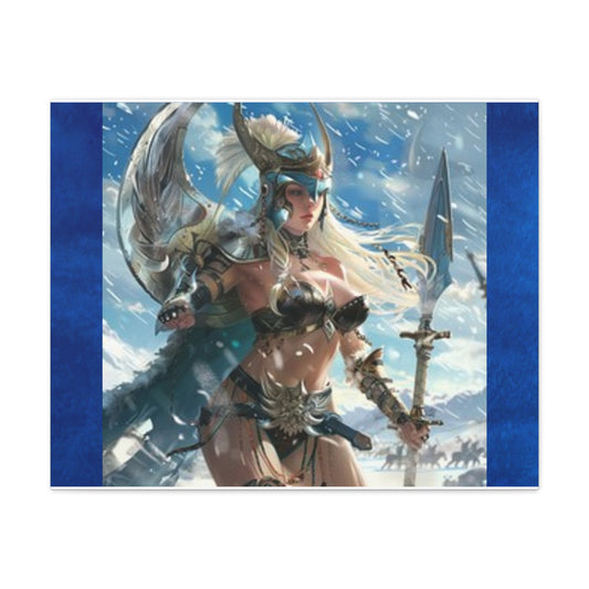 Fantasy Warrior Woman Canvas Art Print, Wall Decor for Gamers, Bold Room Aesthetic, Gift for Art Lovers, Home Office Decoration, Unique Wall Art