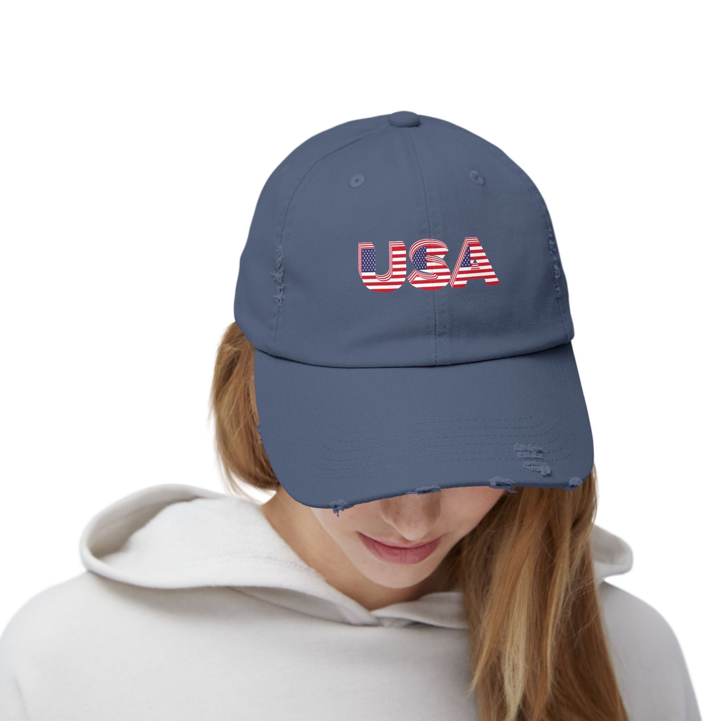 Gorra unisex desgastada con diseño de bandera de EE. UU., perfecta para el Día de la Independencia y para uso diario.