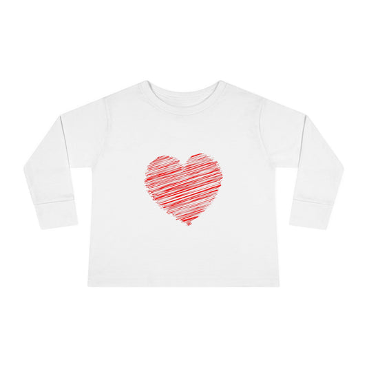 Heart & Pup Toddler Long Sleeve T-shirt | Cute Kids Shirt, Dog Lover Gift, Valentine's Day, Heart Shirt, Playful Toddler Apparel