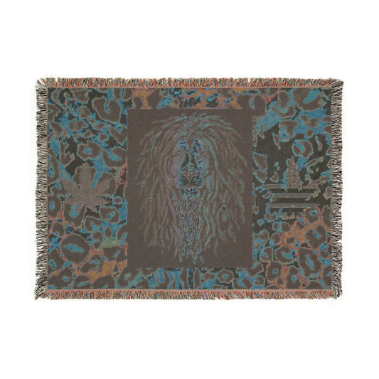 Vibrant Lion Woven Blanket | Colorful Home Decor, Cozy Gift, Animal Art Throw, Boho Style, Lion Lover's Blanket