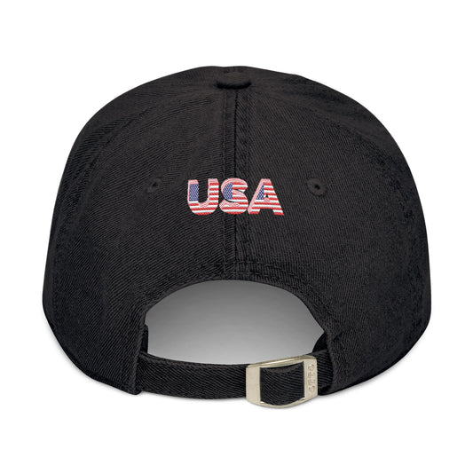 Denim Hat (Embroidery) Shookie Mookie USA Mary Jordan Red Rose