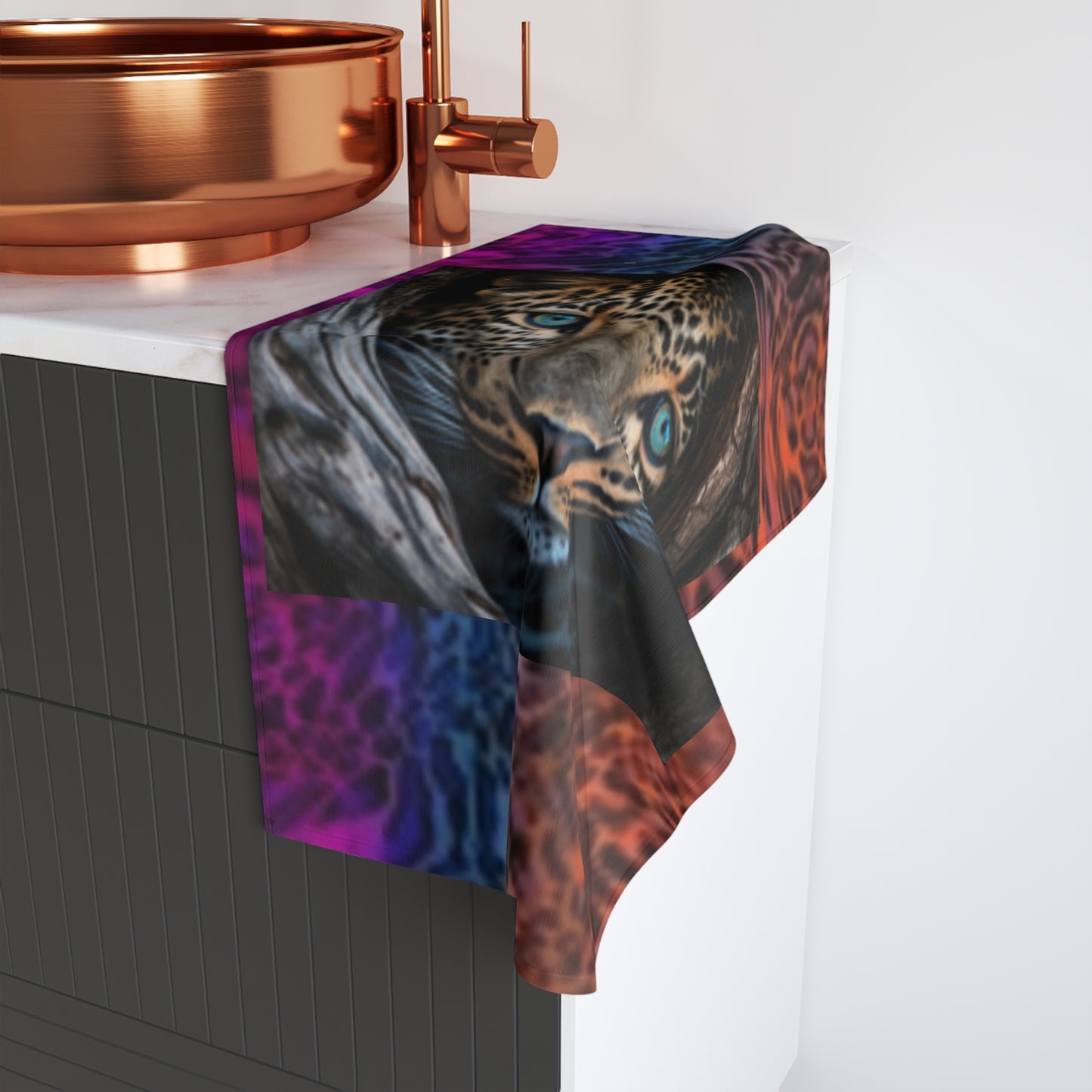 Wild Leopard & Animal Print Vibrant Hand Towel, Jungle Decor, Animal Print Towel, Unique Bathroom Accessory, Gift for Nature Lovers