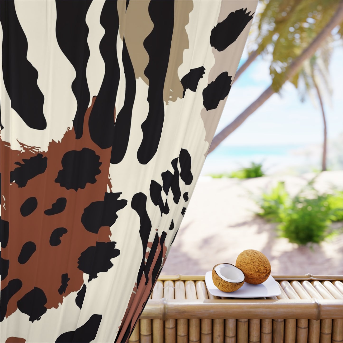 Boho Chic Window Curtains – Animal Print Design for Home Decor