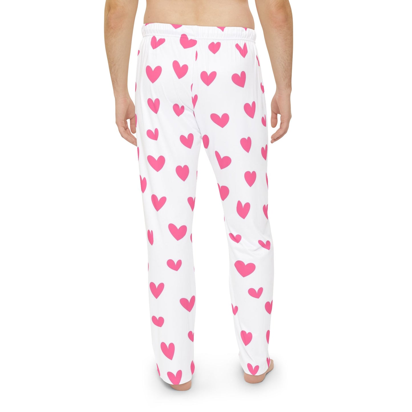 Pantalones de pijama para hombre con corazones rosas
