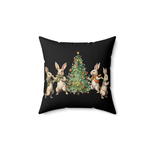 Almohada cuadrada Cuatro conejos Árbol de Navidad