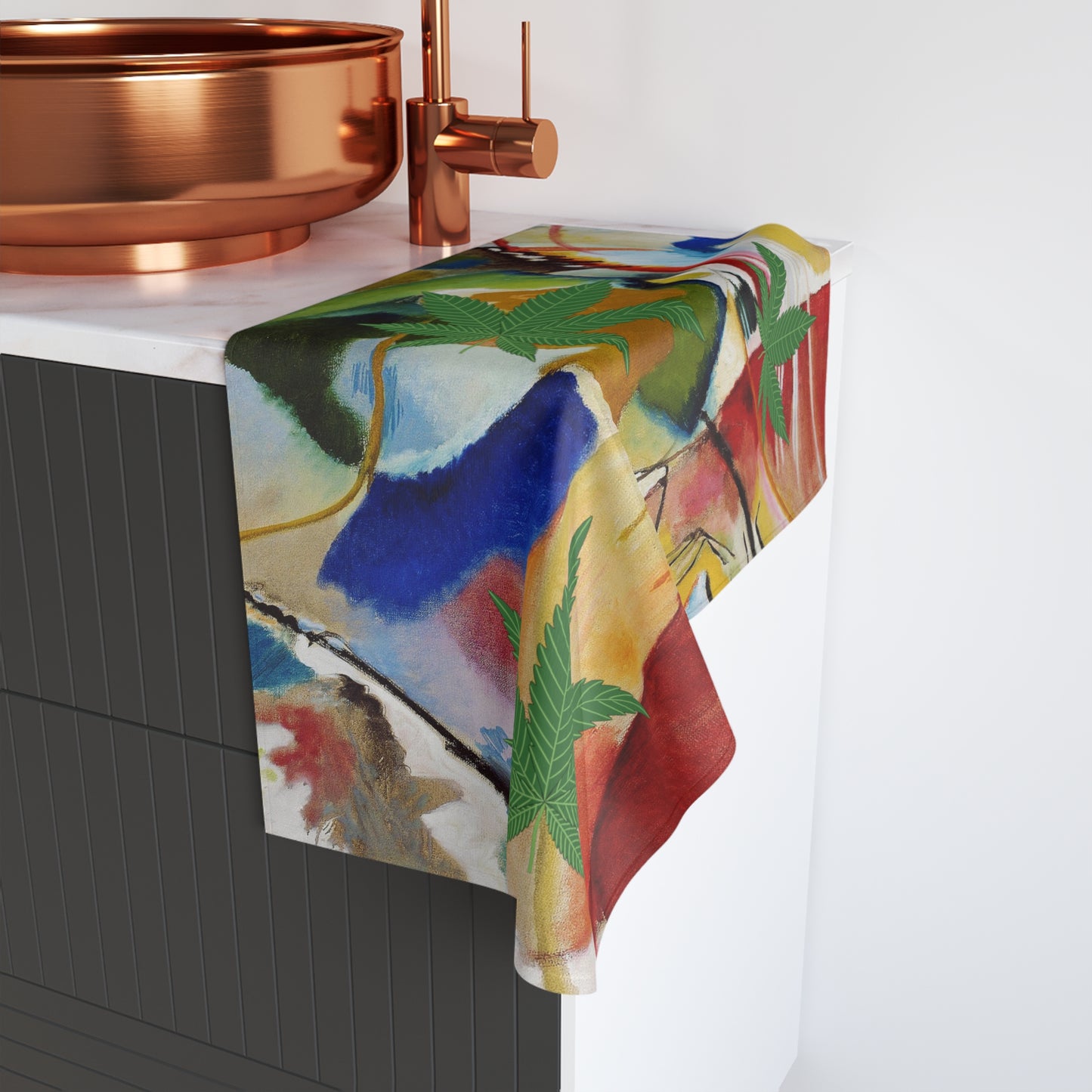 Hand Towel 16"x28" Size Multi Color Marijuana Leaf Matching Bath and Face Towel