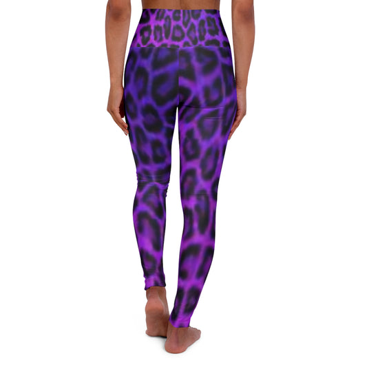 Fierce Purple Leopard High Waisted Yoga Leggings for Active Lifestyle