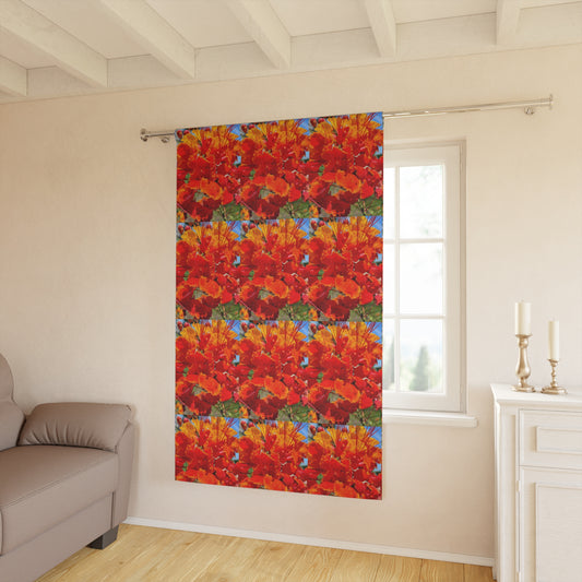 Vibrant Orang Flowers Window Curtains (1 Piece) Looks Wonderful in Kitchen