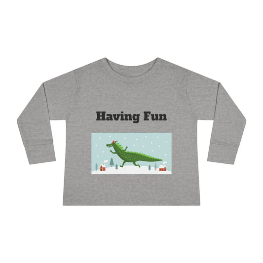 Camiseta de manga larga para niños pequeños Dinosaurio divirtiéndose