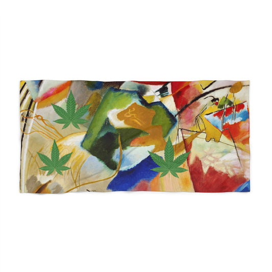 Beach Towel Multi-Color Marijuana Leaf