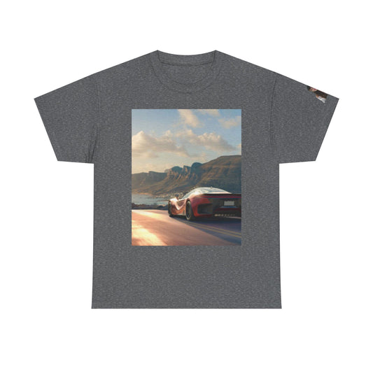 Camiseta unisex de algodón grueso con temática de aventuras en coches retro: perfecta para los amantes de los coches.