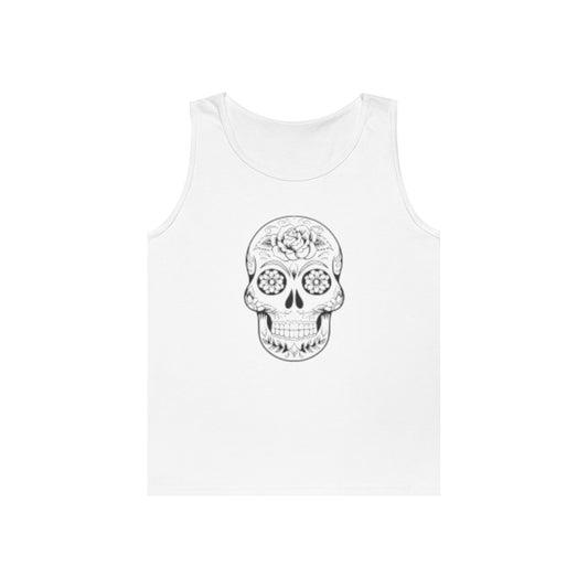 Skull Design Unisex Heavy Cotton Tank Top - Perfect for Festivals & Everyday Wear