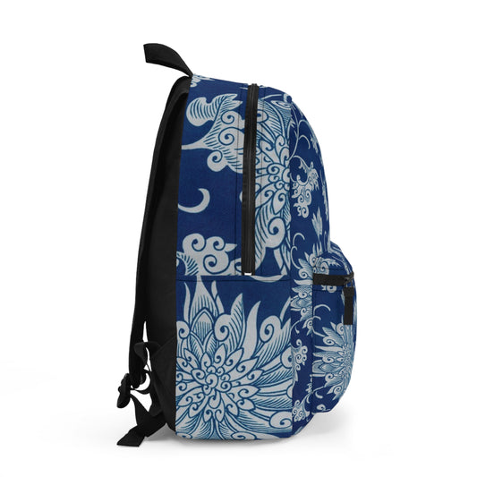 Backpack Blue & Flowers School Work Trip to Manhattan New York USA