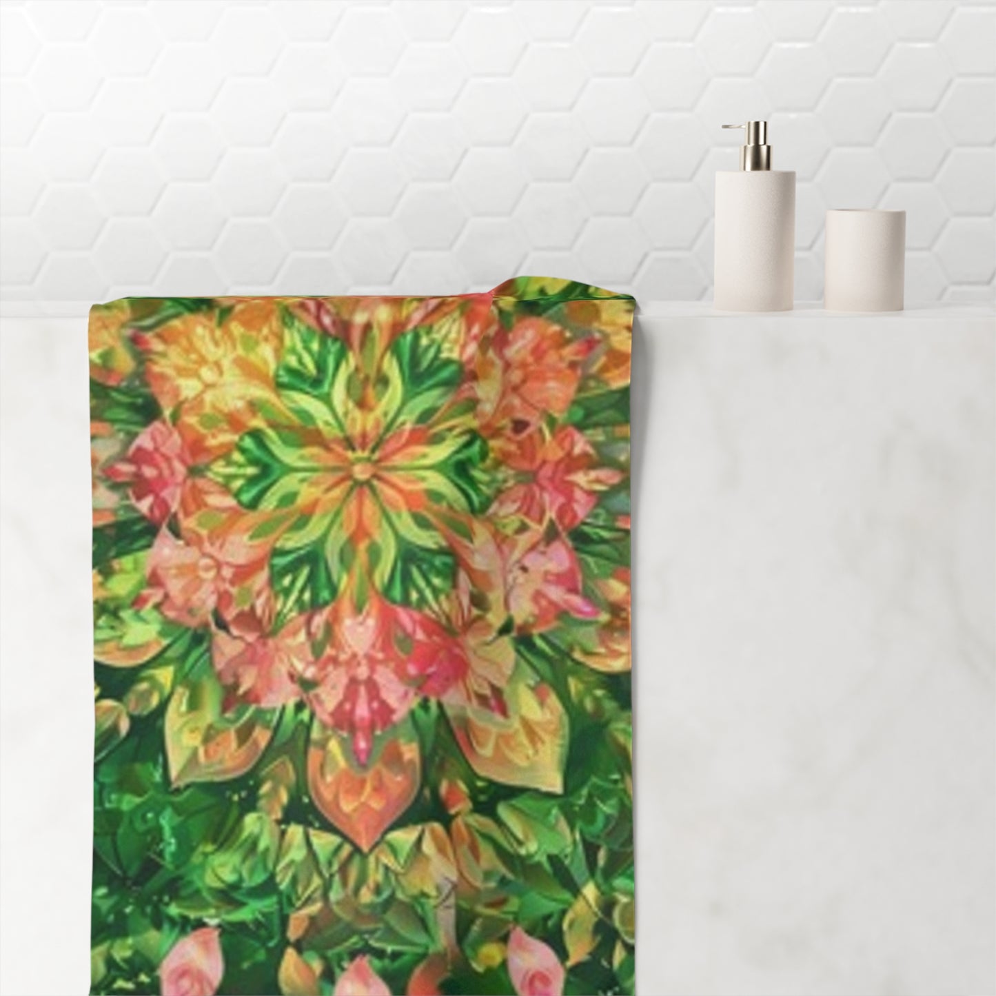 Vibrant Floral Mink-Cotton Towel, Beach Towel, Bath Towel, Gift for Her, Pool Accessory, Home Decor