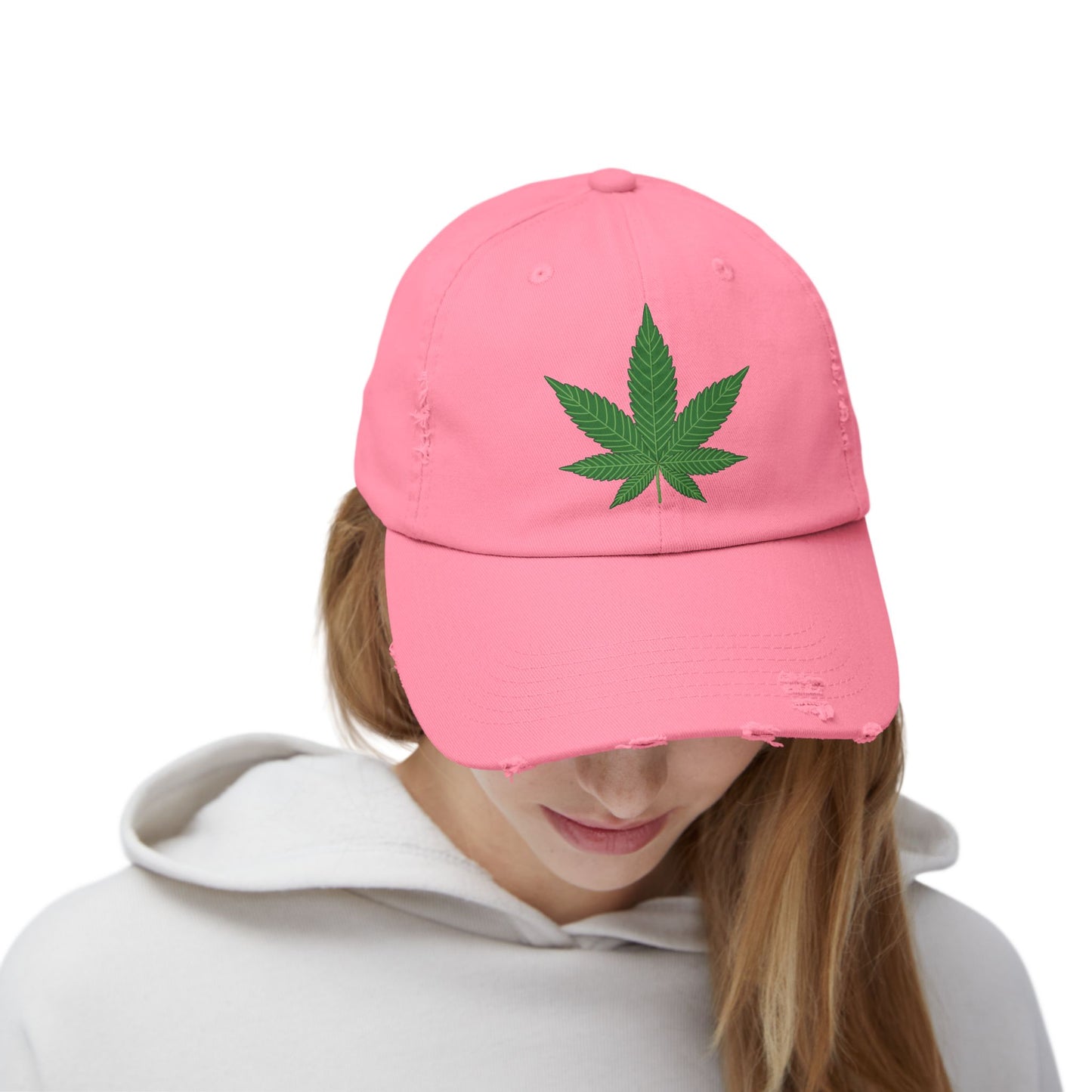 Gorra unisex desgastada con diseño de hojas: ropa informal para amantes de la naturaleza