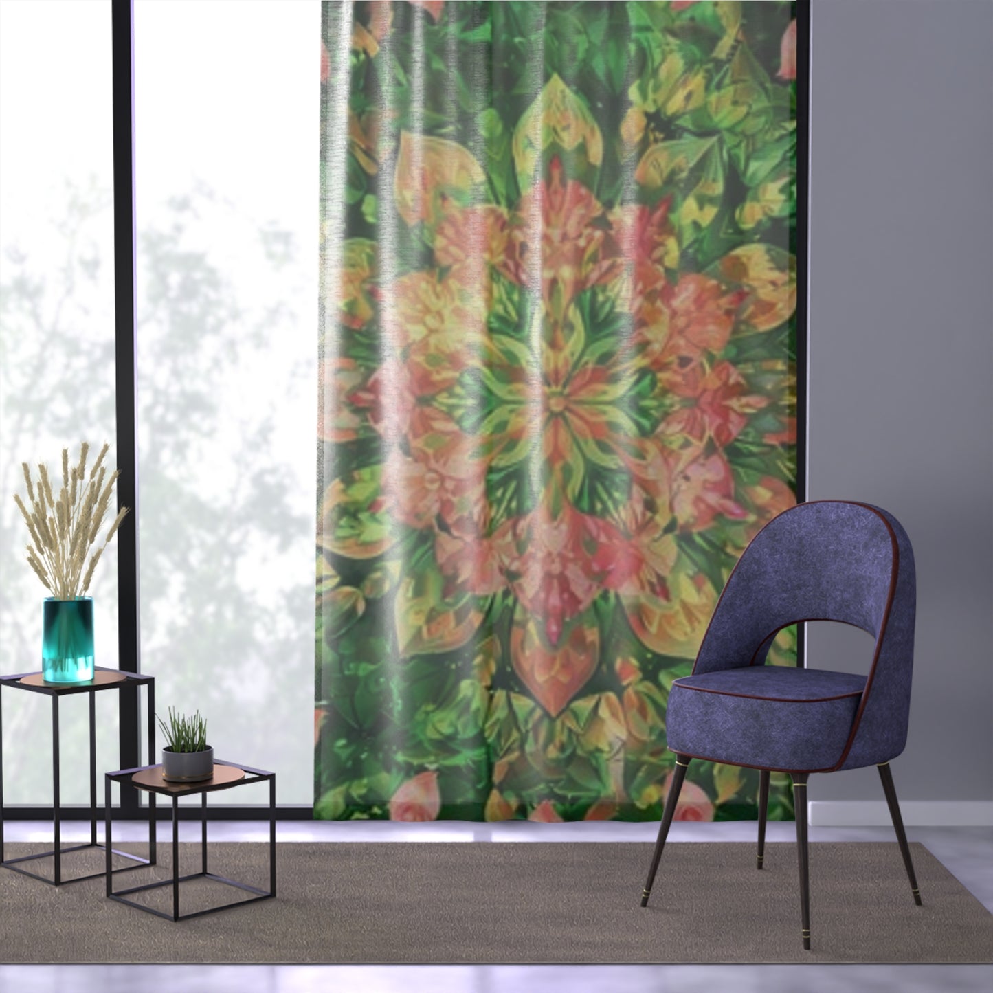 Vibrant Floral Window Curtain, Nature-Inspired Home Decor, Bedroom Makeover, Living Room Accent, Boho Chic Style, Spring Decor