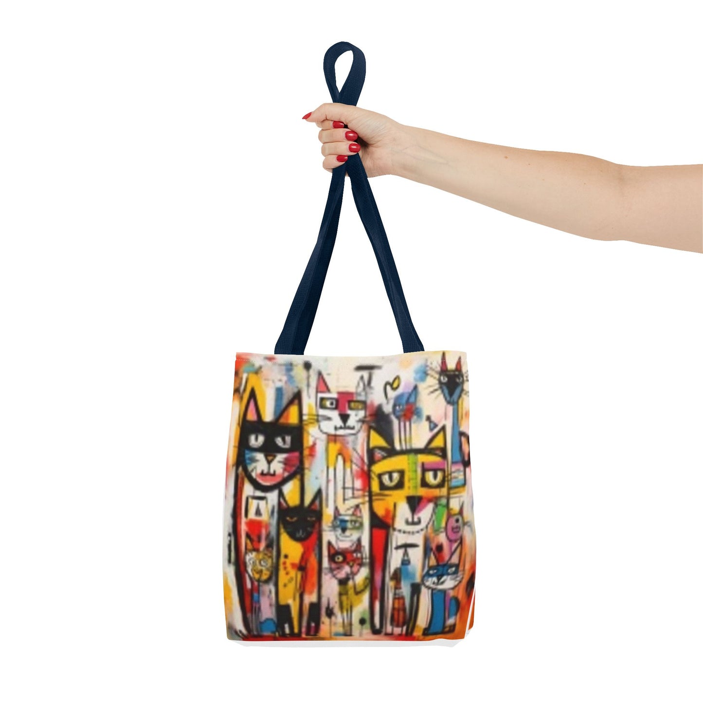 Colorful Cat Art Tote Bag, Cat Lover Gift, Unique Shopping Tote Bag, Whimsical Carryall for Pet Owners