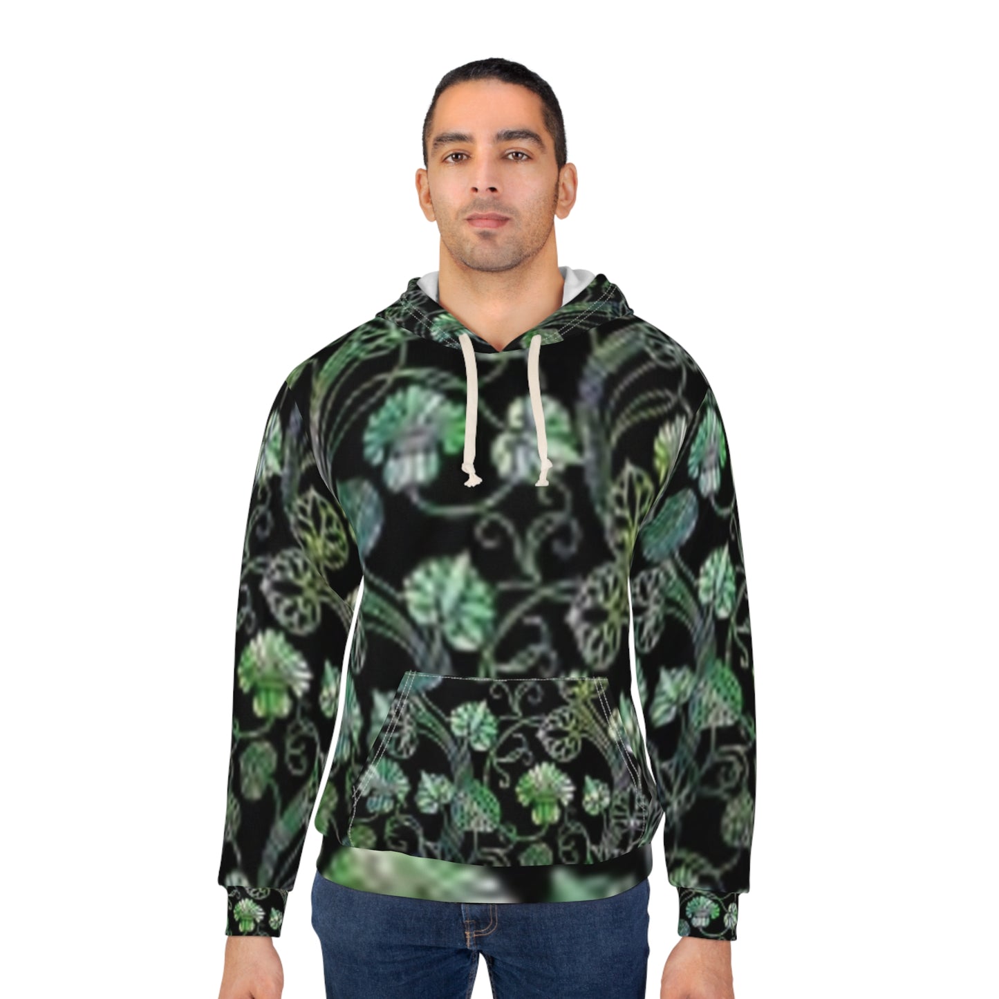Sweat à capuche unisexe vert botanique – Motif floral confortable pour les amoureux de la nature