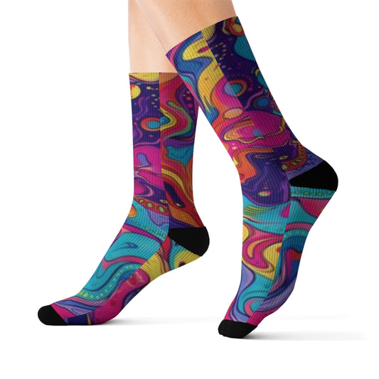 Vibrant Sublimation Socks β Colorful Abstract Design for Everyday Comfort