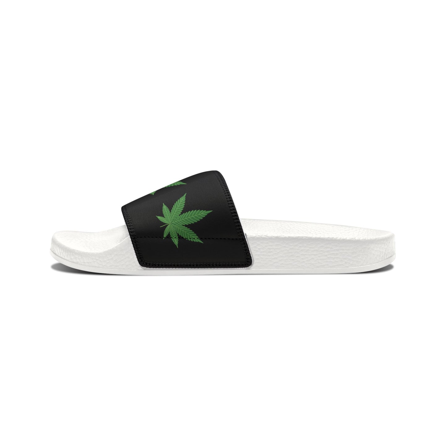 Men's Removable-Strap Sandals Marijuana Leaves Black Background