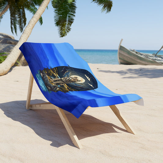 Wolf Howling at Moon Beach Towel - Perfect for Summer Adventures & Outdoor Fun