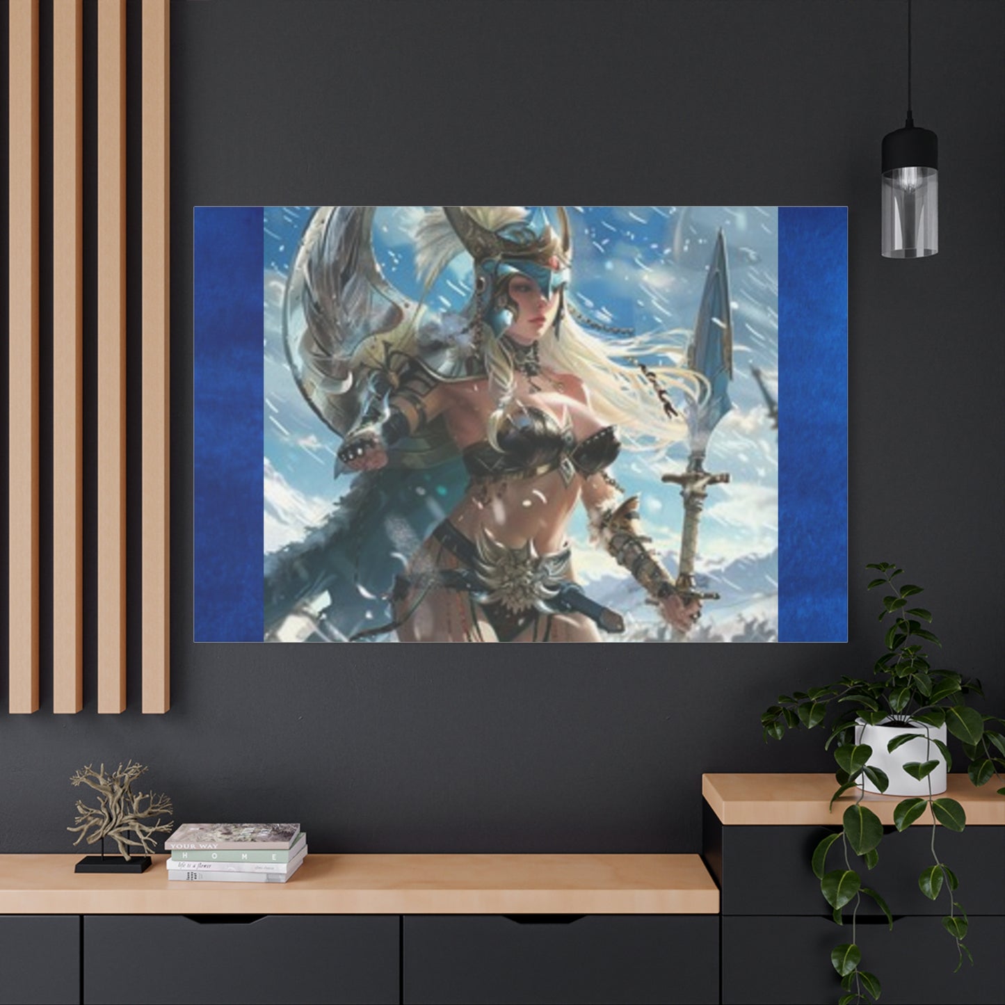 Fantasy Warrior Woman Canvas Art Print, Wall Decor for Gamers, Bold Room Aesthetic, Gift for Art Lovers, Home Office Decoration, Unique Wall Art