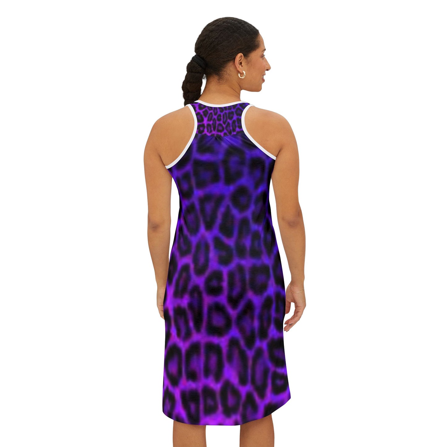 Purple Leopard Print Women's Racerback Dress - Stylish & Trendy Summer Outfit